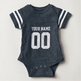 Custom Blue Football Jersey Nummer Baby Bodysuit Strampler