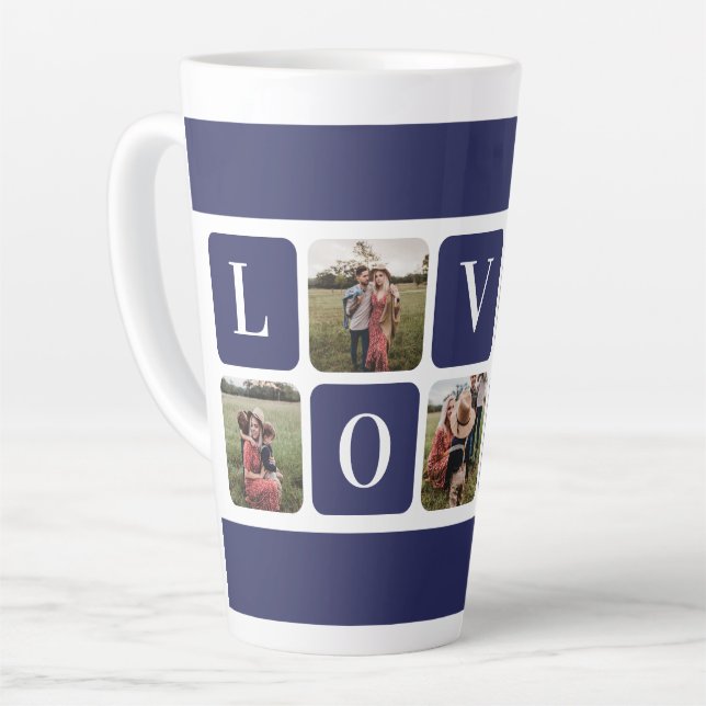 Custom Blue Foto Latte Tasse (Linke Ecke)