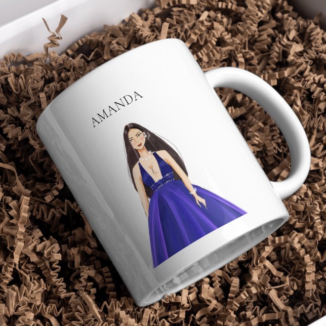 Custom Blue, Girl zeichnend Kaffeetasse (Von Creator hochgeladen)