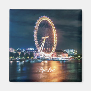 Custom Blue Gold City Night Travel London Magnet