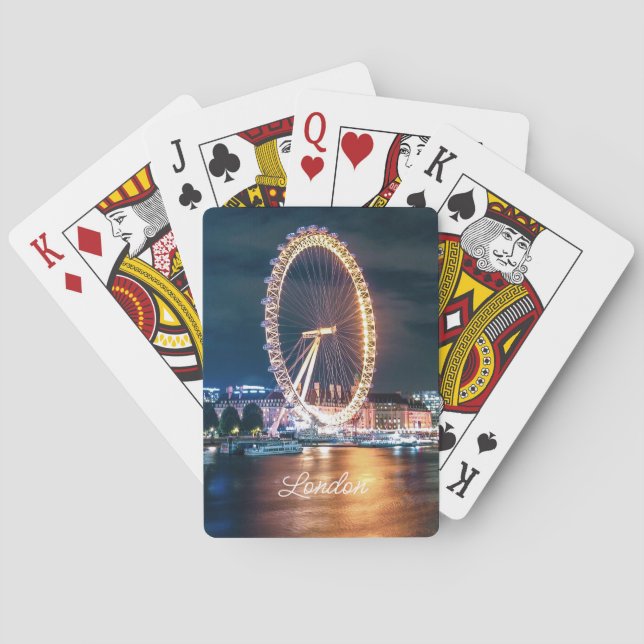 Custom Blue Gold City Night Travel London Spielkarten (Rückseite)