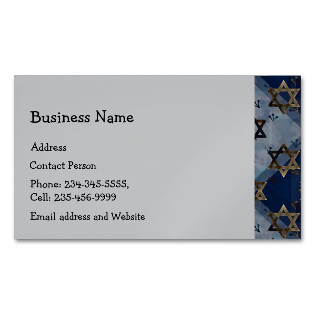 Custom Blue Gray Gold Star von David Magnetische Visitenkarte (Vorderseite)