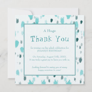 Custom Blue, Gray Splash of Color Danke Karte