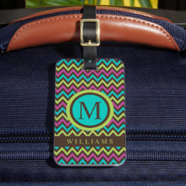 Custom Blue Green Lila Black Zickzack Muster Gepäckanhänger