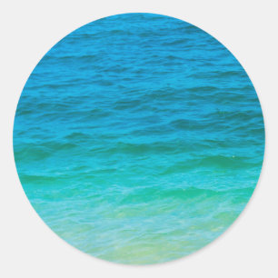Custom Blue Green Sea Waves Blank Template Elegant Runder Aufkleber