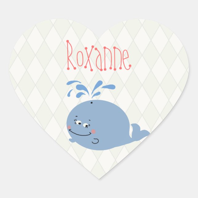 Custom Blue Harlequin Whale Vanity Adhesive - Herz-Aufkleber (Vorderseite)