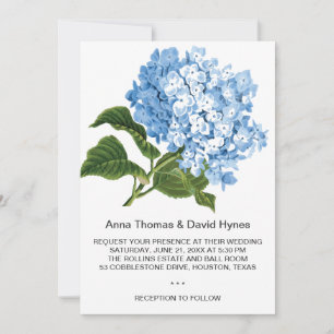 CUSTOM BLUE HYDRANGEA PERSONALISIERT WEDD INVITAT EINLADUNG