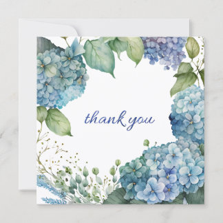Custom Blue Hydrangea wreath Dankeskarte