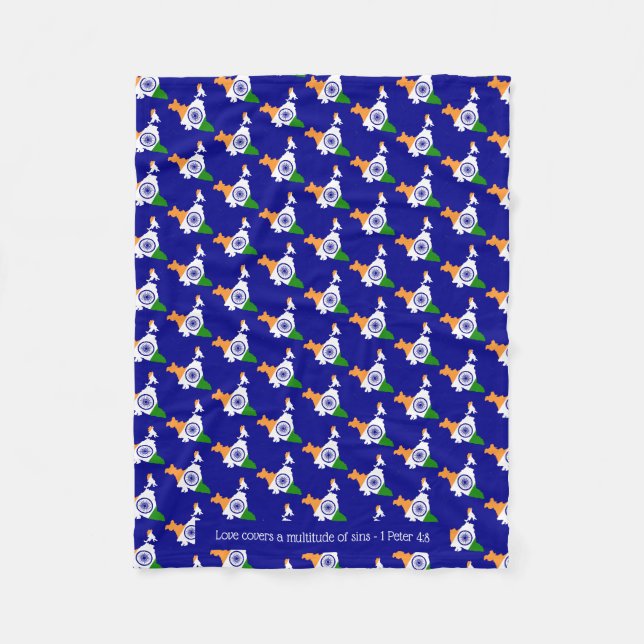Custom Blue INDIA FLAG Fleecedecke (Vorderseite)