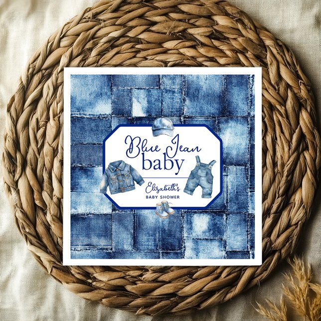 Custom Blue Jean Baby Denim Themed Baby Dusche Serviette (Custom Blue Jean Baby Denim Themed Baby Shower Napkins)