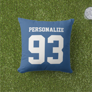 Custom blue jersey number Outdoorwurfkissen Kissen
