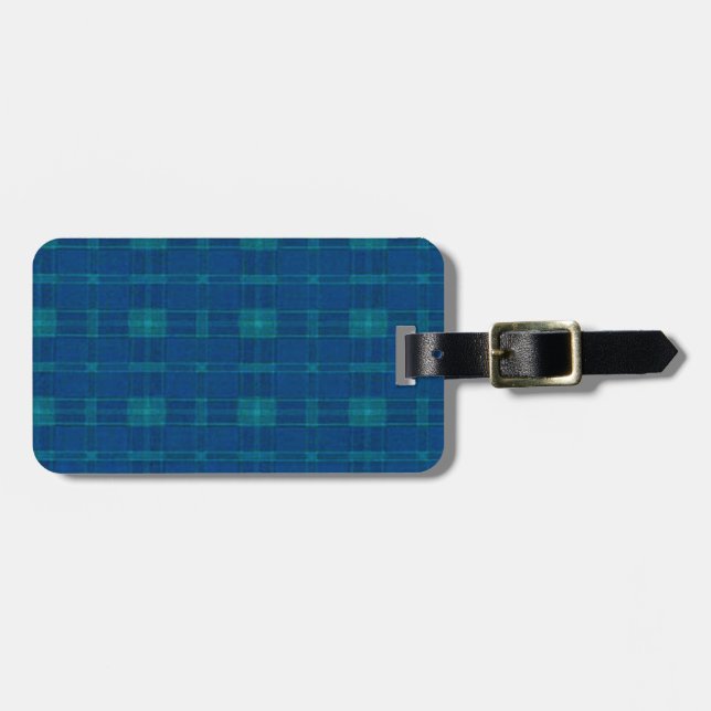 Custom Blue Kariert Luggage Tag Gepäckanhänger (Vorderseite horizontal)