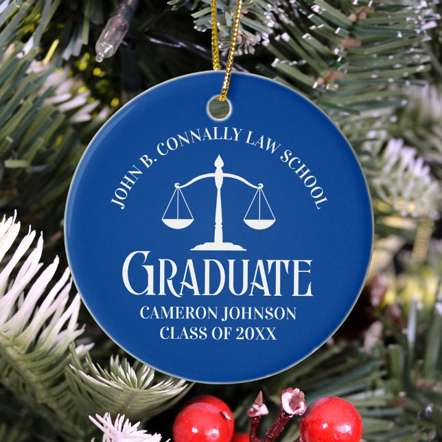 Custom Blue Law School Abschluss Foto Weihnachten Keramik Ornament (Von Creator hochgeladen)