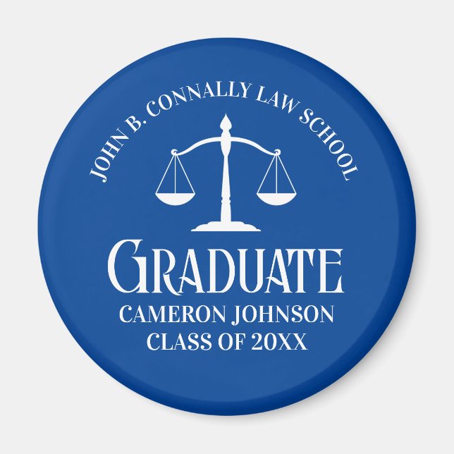 Custom Blue Law School Abschluss Keepake Magnet (Vorne)