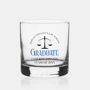 Custom Blue Law School Graduation Party Whiskyglas