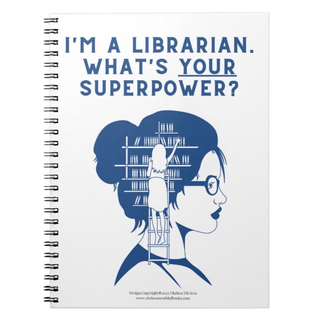 Custom Blue Librarian Spiral Notebook Notizblock (Vorderseite)