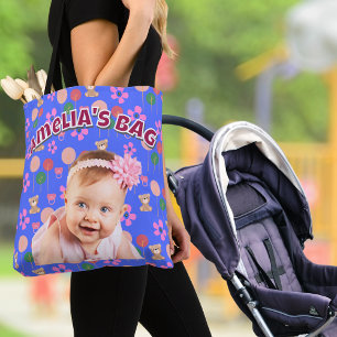 Custom Blue Lila Baby Foto mit Teddy Bears Tasche