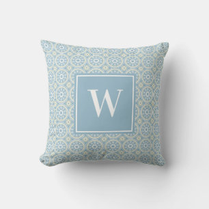 Custom Blue Medallion Monogram Kissen