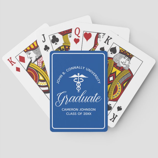 Custom Blue Medical School Abschluss Keepake Spielkarten (Rückseite)