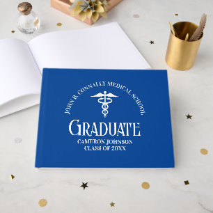 Custom Blue Medical School Graduation Party Gästebuch