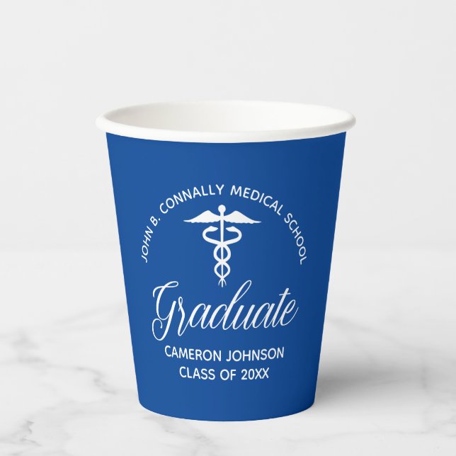 Custom Blue Medical School Graduation Party Pappbecher (Vorderseite)