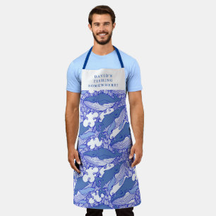 Custom Blue Monochromatic Humpback Whale Schürze
