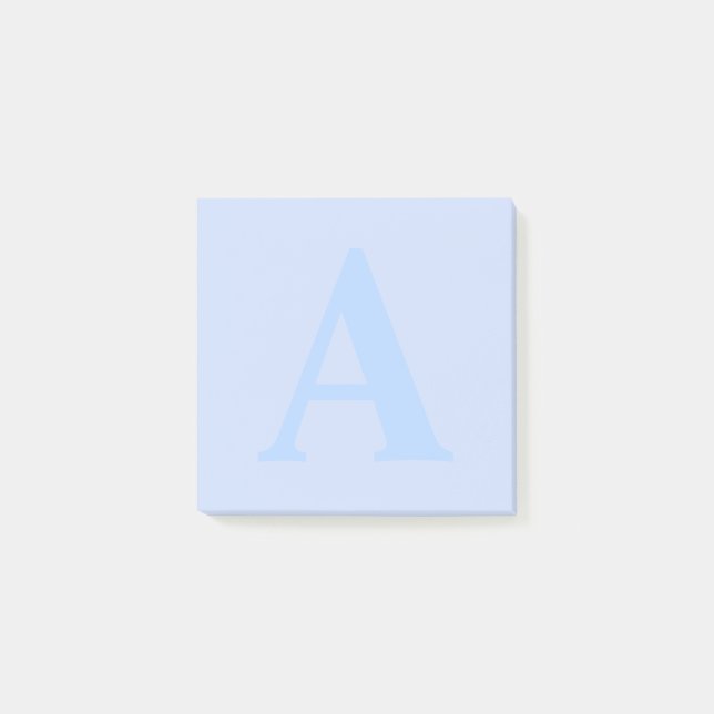 Custom Blue Monogram Letter Notepad Post-it Klebezettel (Vorderseite)
