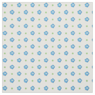Custom Blue Morning Glory Floral Polka Dot Fabric Stoff