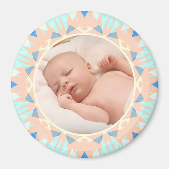 Custom Blue Mother Day New Mum Baby Foto Geschenk Magnet (Vorne)