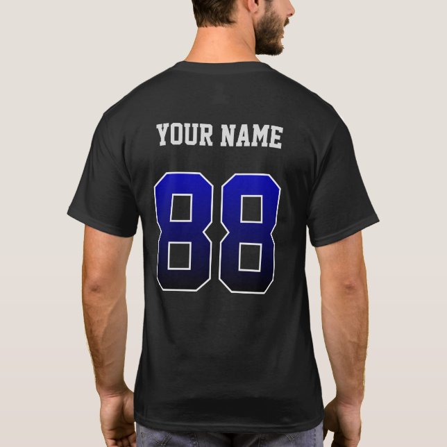 Custom Blue Number 88 Personalisierter T - Shirt (Rückseite)