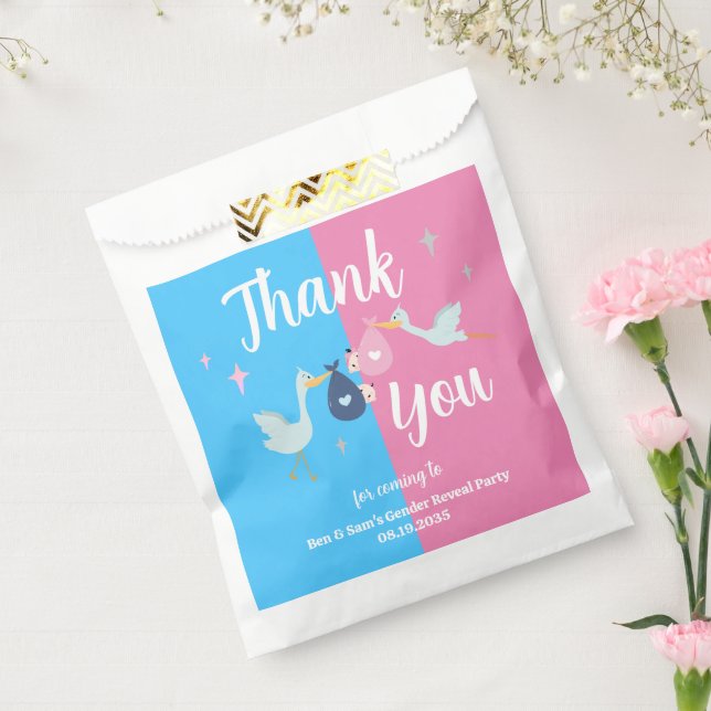 Custom Blue Pink Gender Reveal Party Vielen Dank Geschenktütchen (Versiegelt)