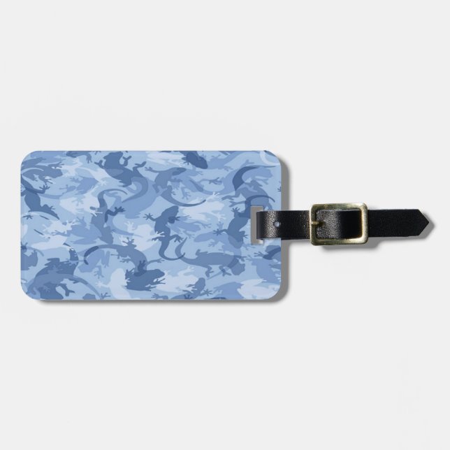 Custom Blue Reptile Camouflage Gepäcktag Gepäckanhänger (Vorderseite horizontal)