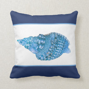 Custom Blue Seashell Moderne Muscheln der Küstensc Kissen