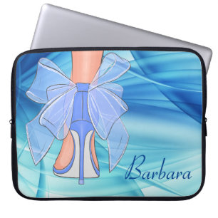 Custom Blue Silk High Heel Laptopschutzhülle