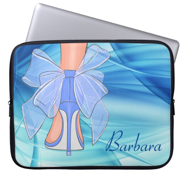 Custom Blue Silk High Heel Laptopschutzhülle (Vorderseite)