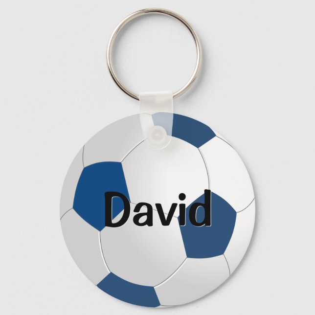 Custom Blue Soccer Schlüsselanhänger (Keyring) (Vorderseite)
