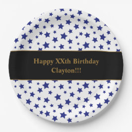 Custom Blue Stars mit Message Birthday Party Pappteller