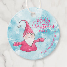Custom Blue und Pink Niedlich Gnome Frohe Weihnach