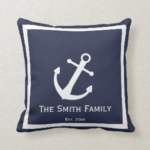 Custom Blue und White Nautical Throw Pillow Kissen