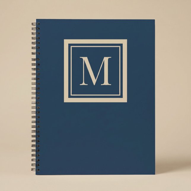 Custom Blue & Vanilla Framed Monogram Notizbuch (Von Creator hochgeladen)