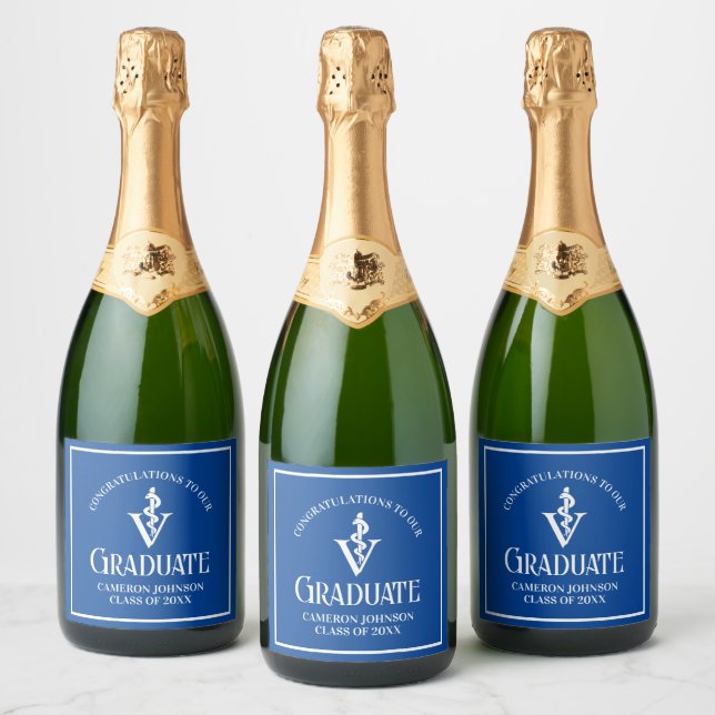Custom Blue Veterinary School Graduation Party (Flaschen)