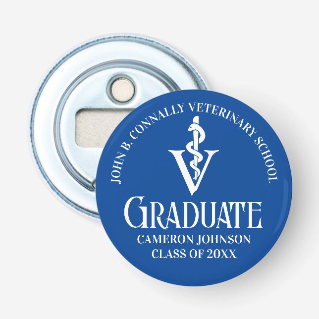 Custom Blue Veterinary School Graduation Party Flaschenöffner (Vorderseite)