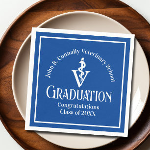 Custom Blue Veterinary School Graduation Party Serviette