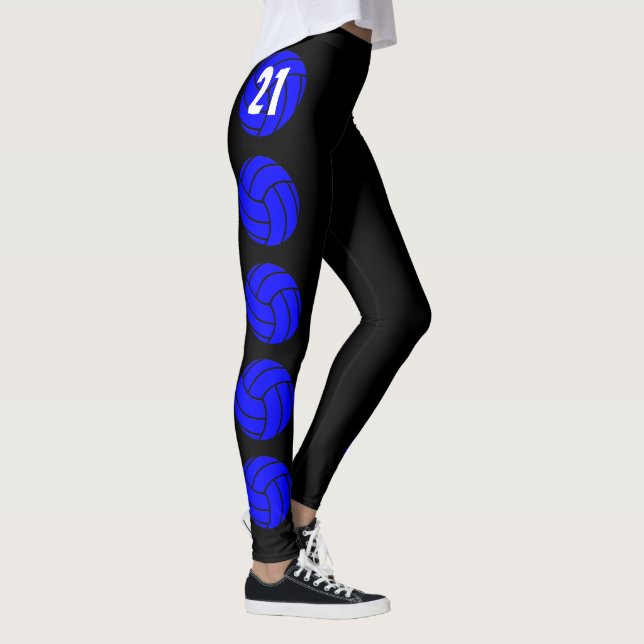 Custom Blue Volleyball Compression Pants Leggings (Rechts)