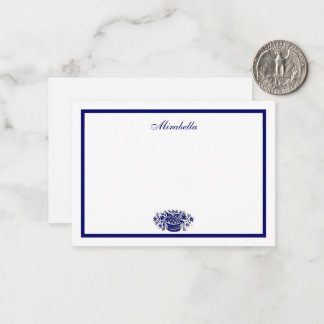 Custom Blue White Flowers Blue Border 3.5x2.5 Mitteilungskarte