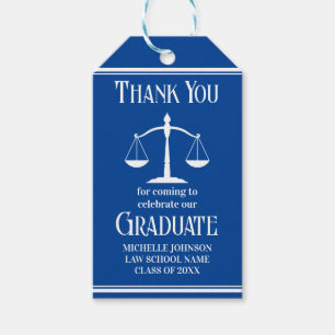 Custom Blue White Law School Graduation Party Geschenkanhänger