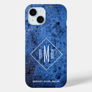 Custom Blue White Monogram Case-Mate iPhone Hülle