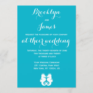 Custom Blue White Seepferd Hochzeitseinladungen Einladung
