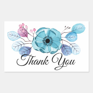 Custom Blue X-Ray Blume Vielen Dank Rechteckiger Aufkleber
