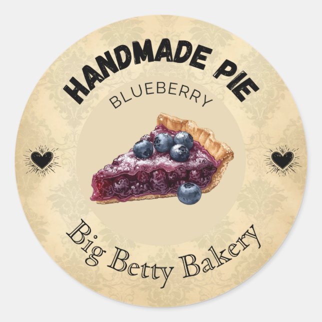 Custom Blueberry Pie Labels | Personalisierte Bäck Runder Aufkleber (Vorderseite)